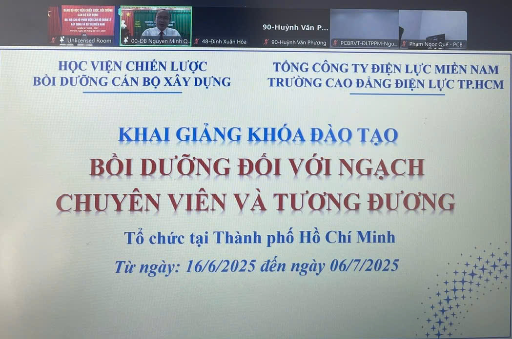 Bồi dưỡng kiến thức đối với ngạch chuyên viên và tương đương cho cán bộ thuộc Tổng Công ty Điện lực miền Nam