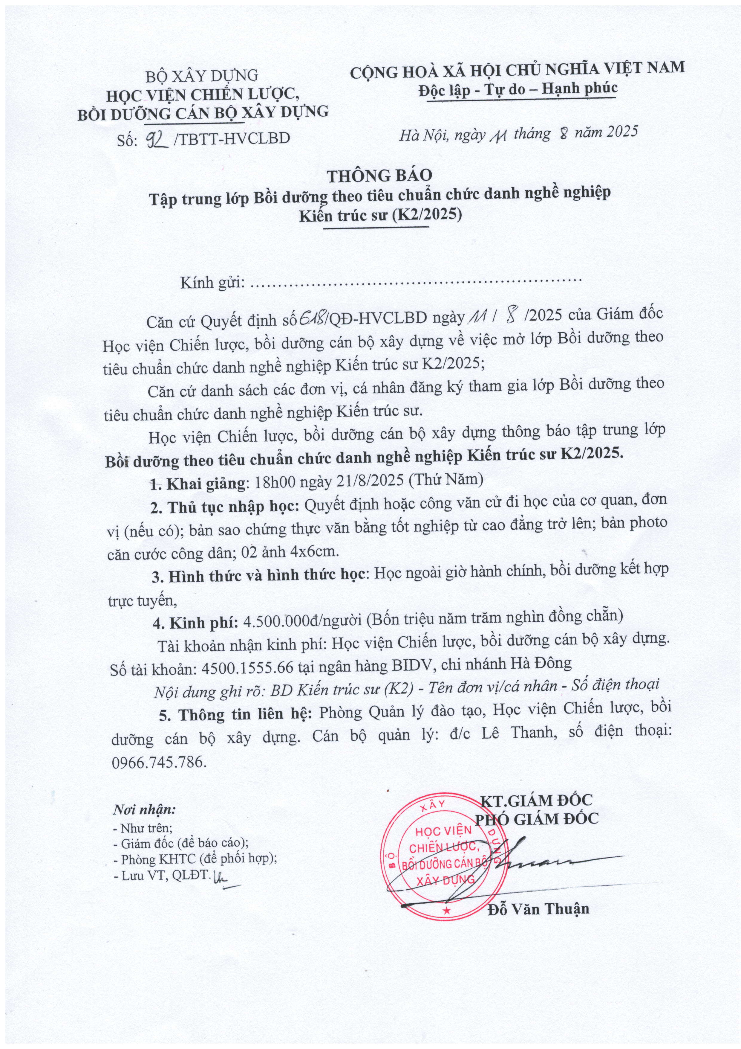 Bồi dưỡng theo tiêu chuẩn chức danh nghề nghiệp Kiến trúc sư K2-2025