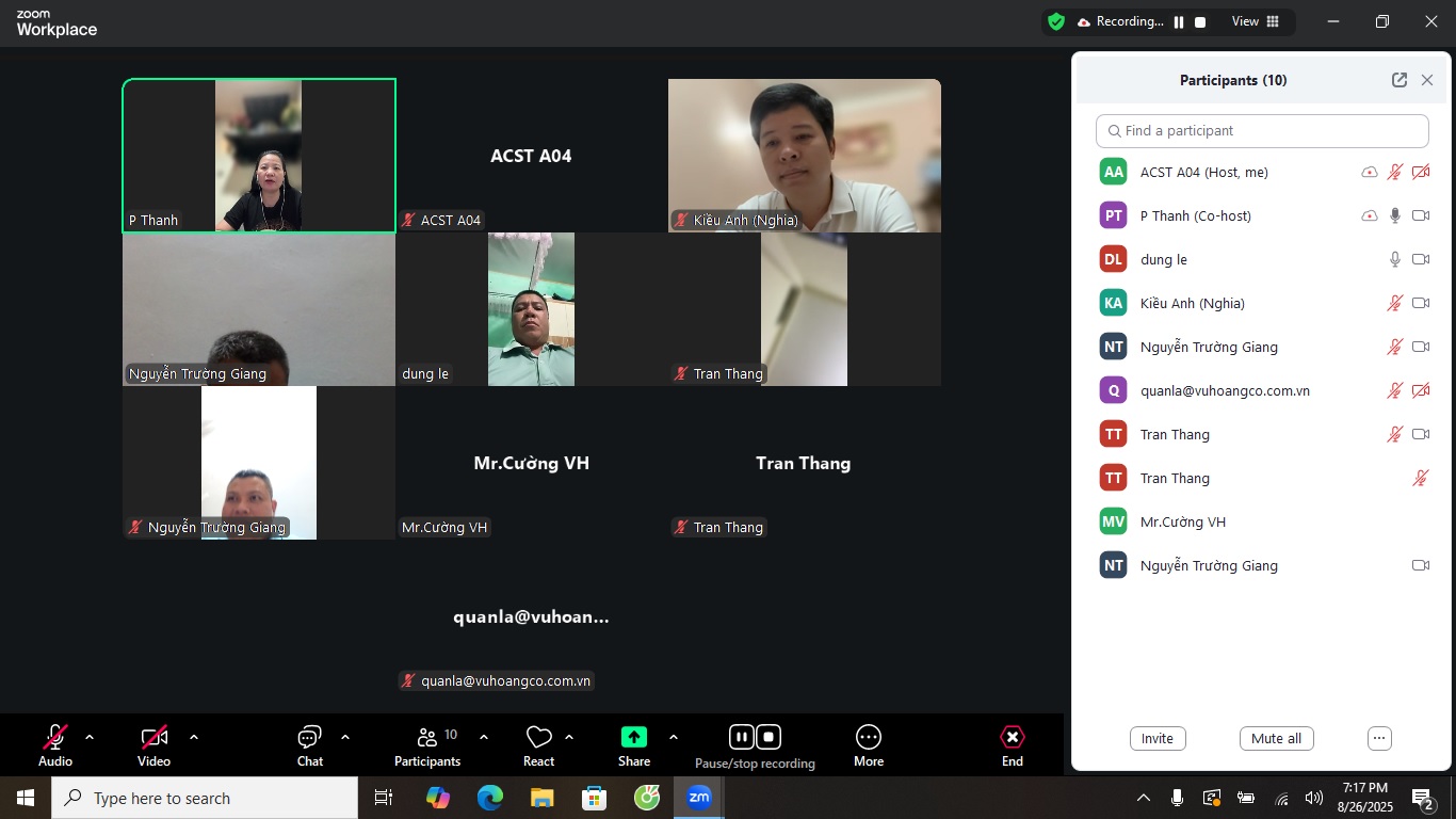 Bồi dưỡng kiến thức chỉ huy trưởng công trường xây dựng cho cán bộ Công ty TNHH Công nghệ hóa chất và môi trường theo hình thức học trực tuyến.